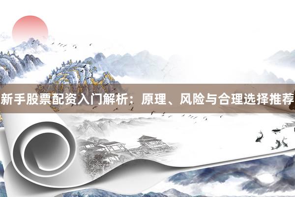 新手股票配资入门解析：原理、风险与合理选择推荐