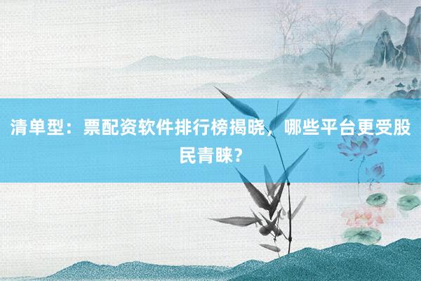 清单型：票配资软件排行榜揭晓，哪些平台更受股民青睐？