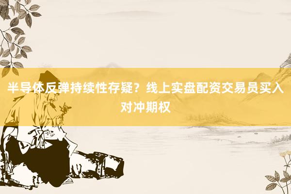 半导体反弹持续性存疑？线上实盘配资交易员买入对冲期权