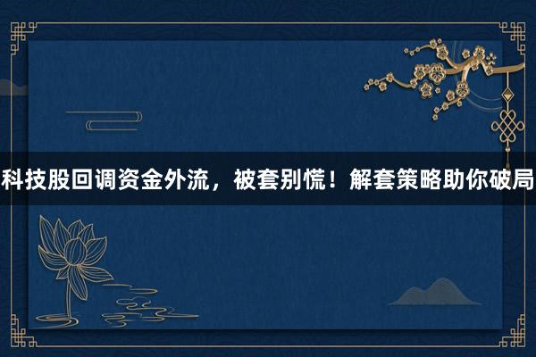 科技股回调资金外流，被套别慌！解套策略助你破局