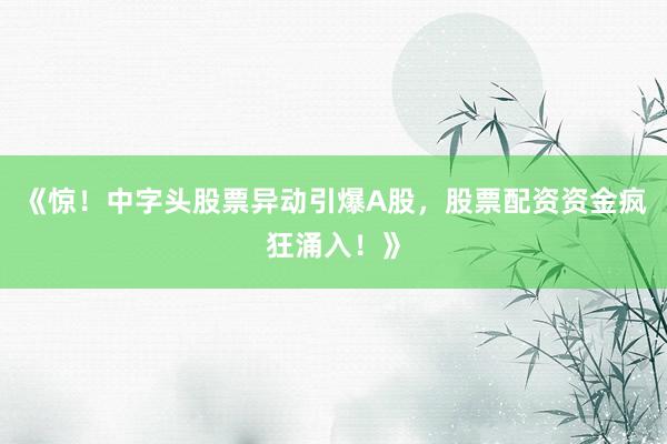 《惊！中字头股票异动引爆A股，股票配资资金疯狂涌入！》