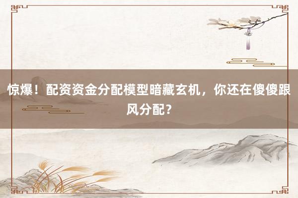 惊爆！配资资金分配模型暗藏玄机，你还在傻傻跟风分配？