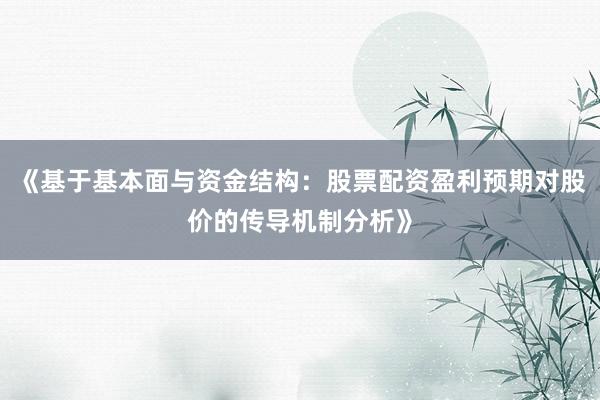 《基于基本面与资金结构：股票配资盈利预期对股价的传导机制分析》