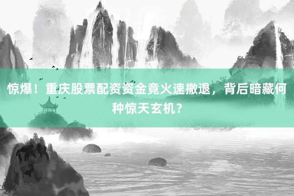 惊爆！重庆股票配资资金竟火速撤退，背后暗藏何种惊天玄机？