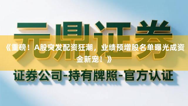 《重磅！A股突发配资狂潮，业绩预增股名单曝光成资金新宠！》