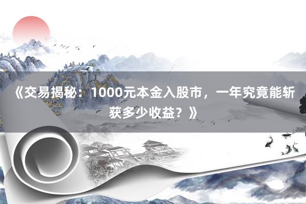 《交易揭秘：1000元本金入股市，一年究竟能斩获多少收益？》