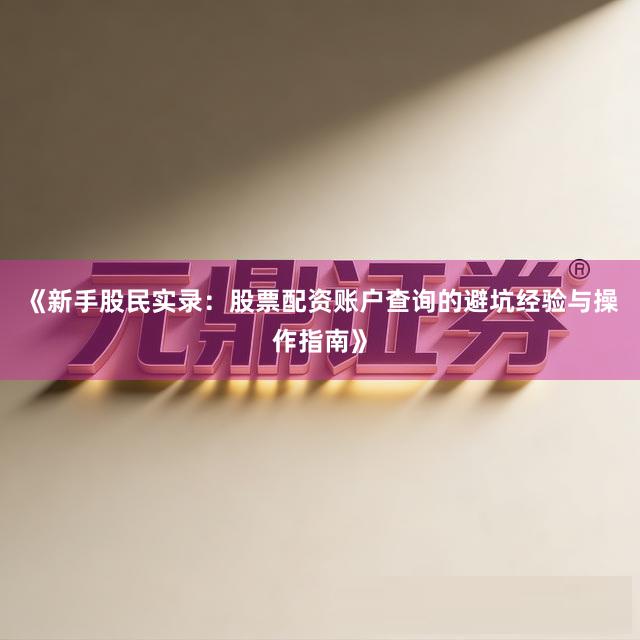 《新手股民实录：股票配资账户查询的避坑经验与操作指南》