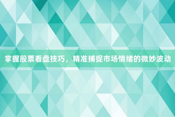 掌握股票看盘技巧，精准捕捉市场情绪的微妙波动